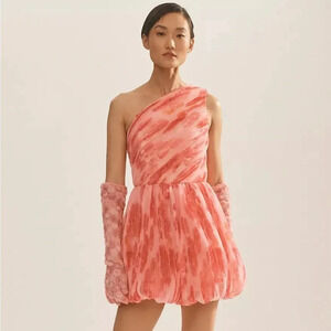 HUTCH Anthropologie One Shoulder Floral Bubble Romper Pink Combo Sz 6 PRISTINE
